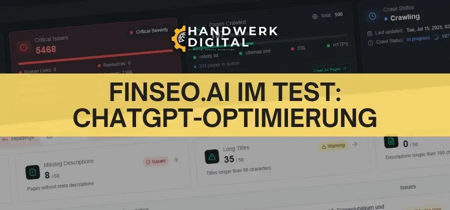 Finseo.ai im Test. Blogtitel. SEO für KI-Plattformen