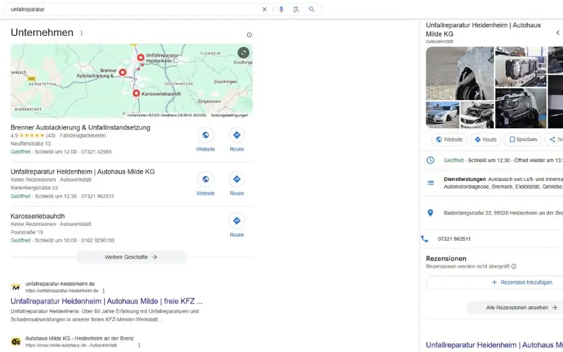 Lokales SEO in Heidenheim: Google-Ergebnis eines unserer Gemeinschaftsprojekte